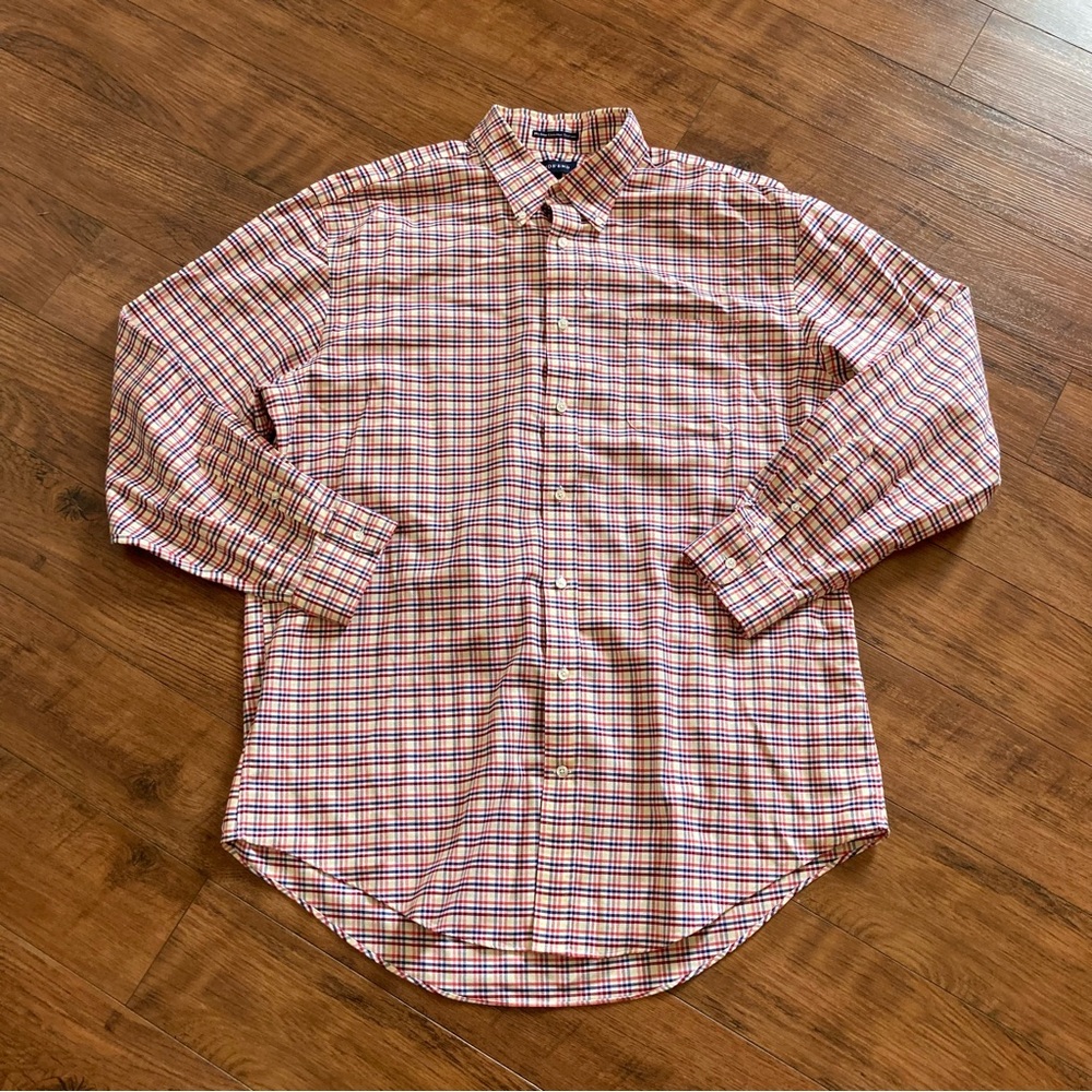 Lands’ End Plaid Long Sleeve Button Down Shirt Tall 17 1/2 - 36 Tailored Fit